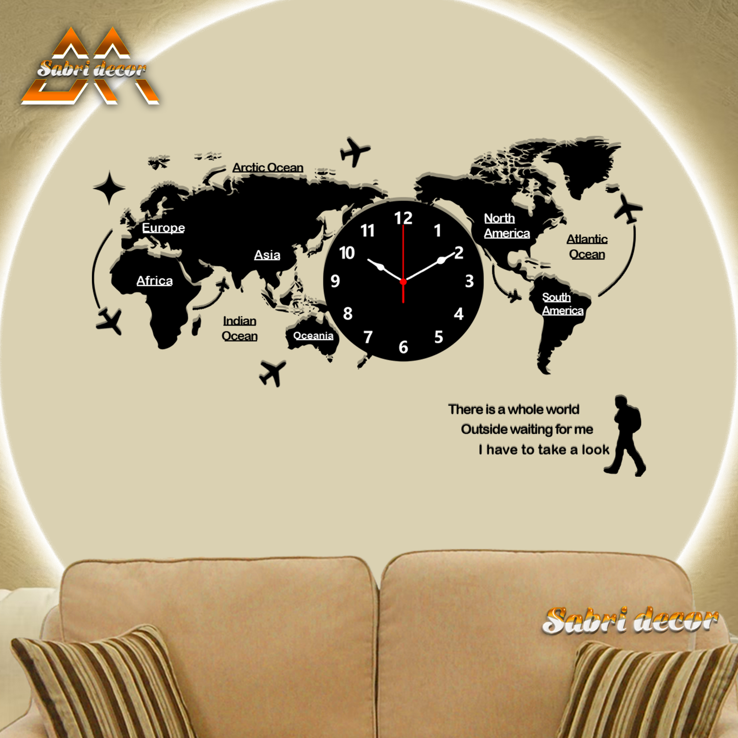 World Map Wall Clock - Wall Clocks